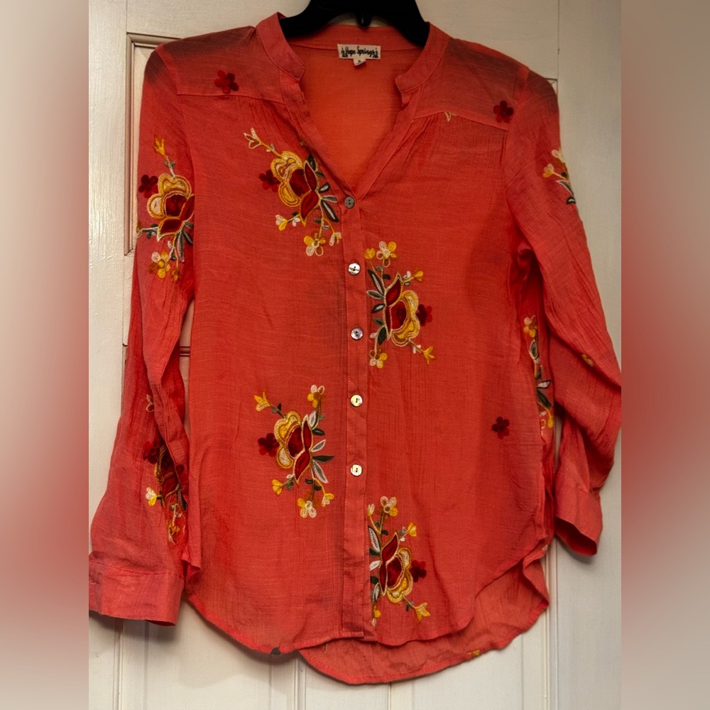 Vibrant Floral Embroidered‎ Blouse